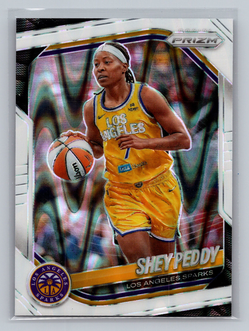 2025 Panini Prizm WNBA #136 Shey Peddy White Seismic Prizms