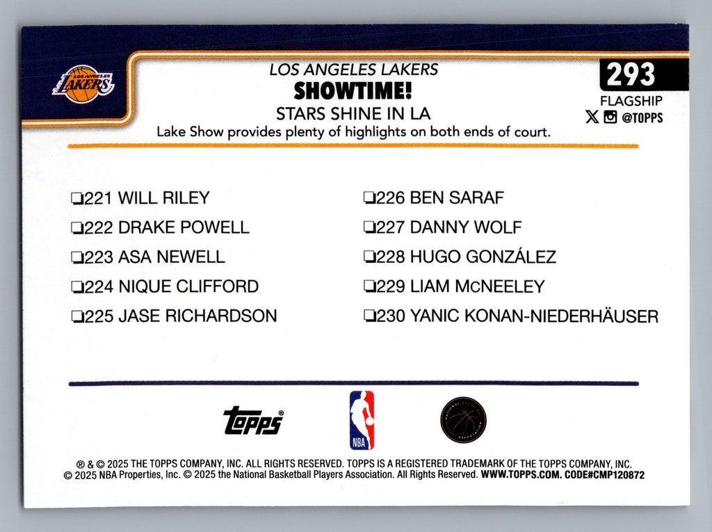 2025-26 Topps #293 Showtime!: Stars Shine in LA Season Tip Off