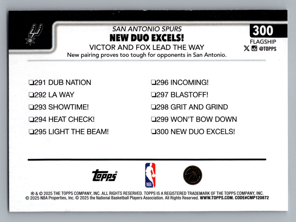 2025-26 Topps #300 New Duo Excels!: Victor and Fox Lead The Way
