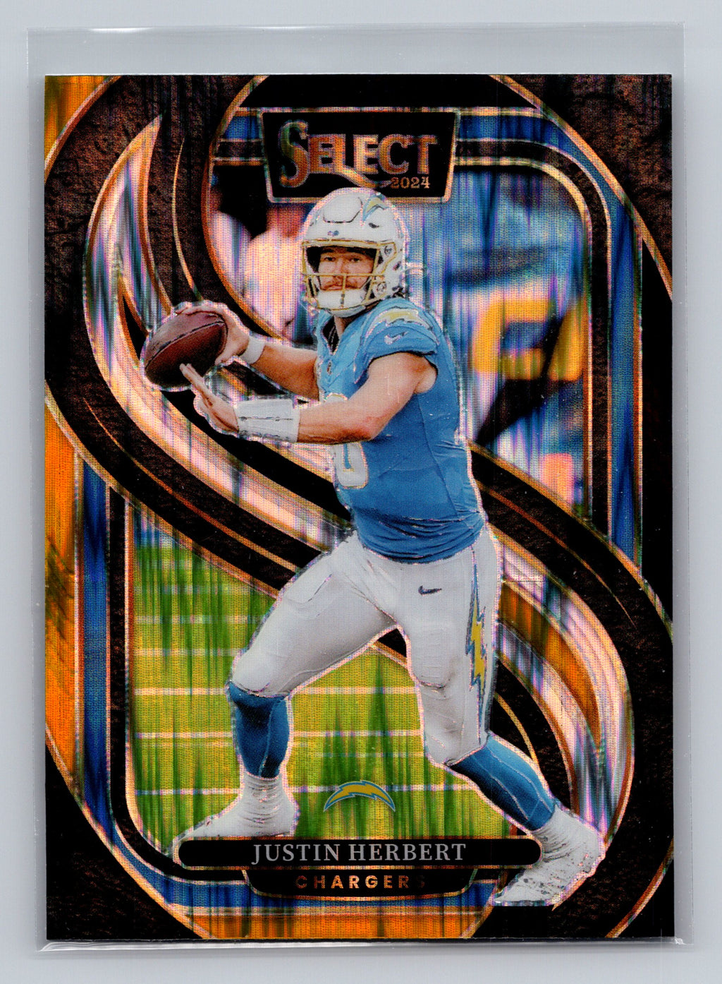 2024 Panini Select #131 Justin Herbert Black & Gold Prizm Shock
