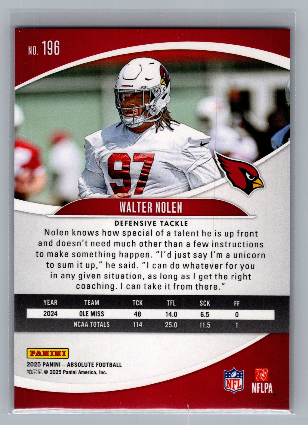 2025 Panini Absolute #196 Walter Nolen Retail
