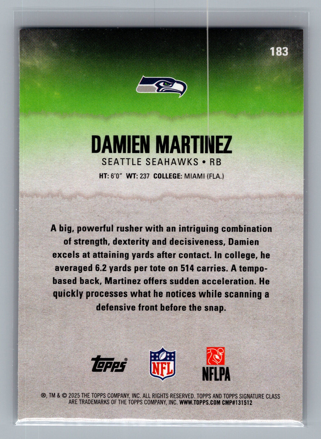 2025 Topps Signature Class #183 Damien Martinez Green & Purple