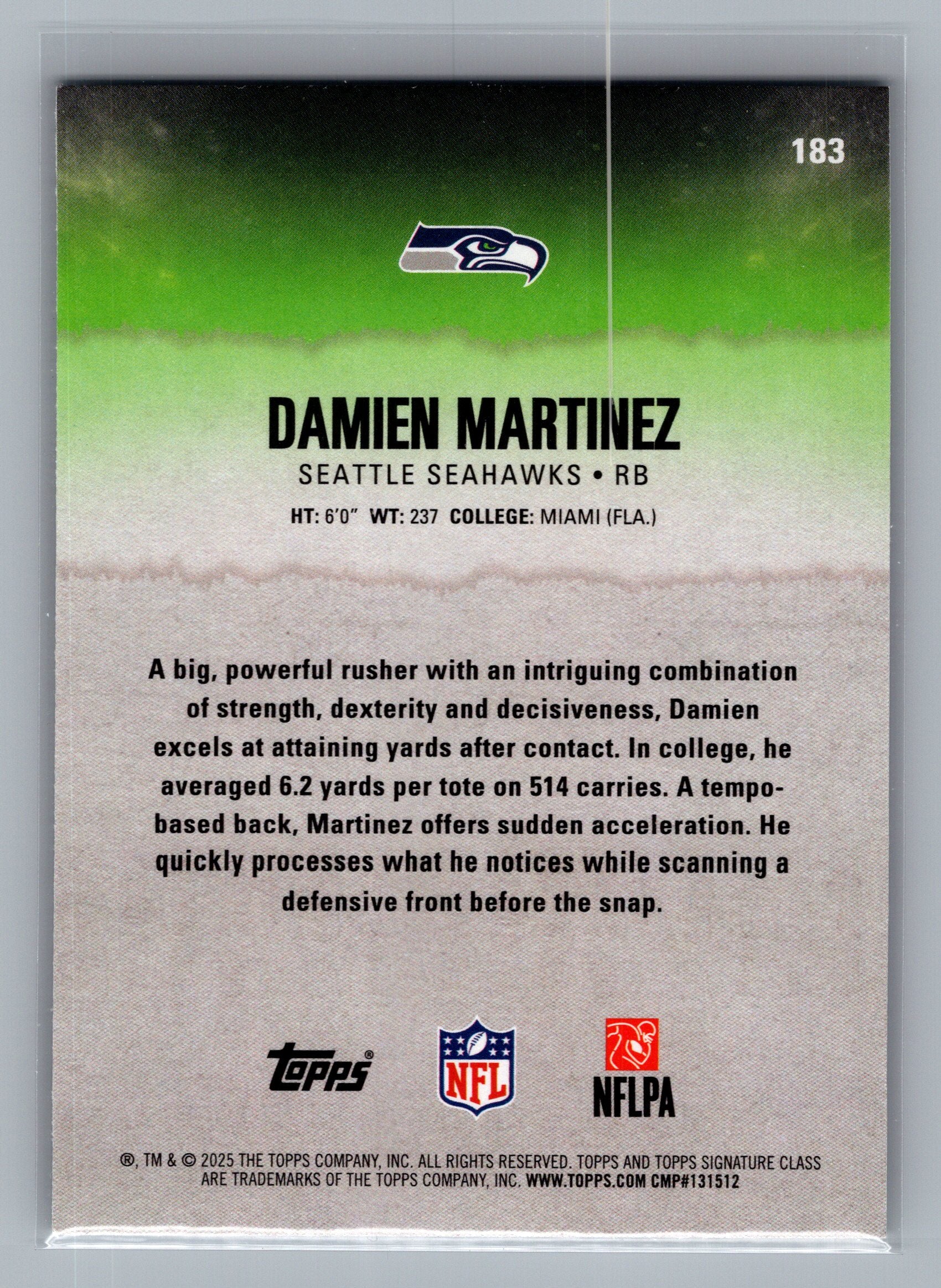 2025 Topps Signature Class #183 Damien Martinez Green & Purple