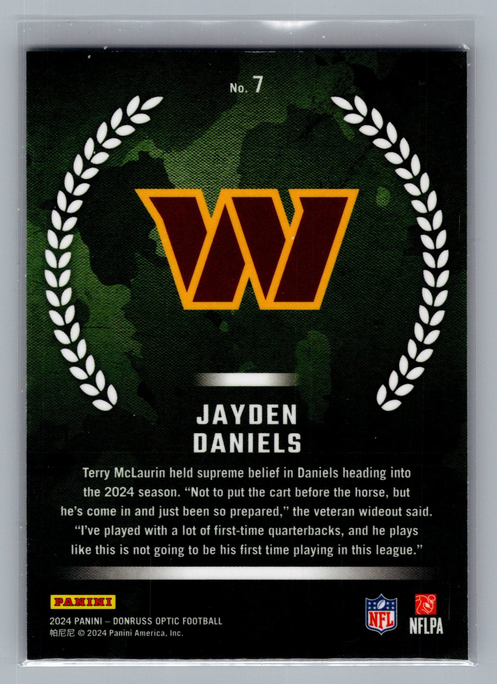 2024 Donruss Optic #7 Jayden Daniels Rookie Recruits