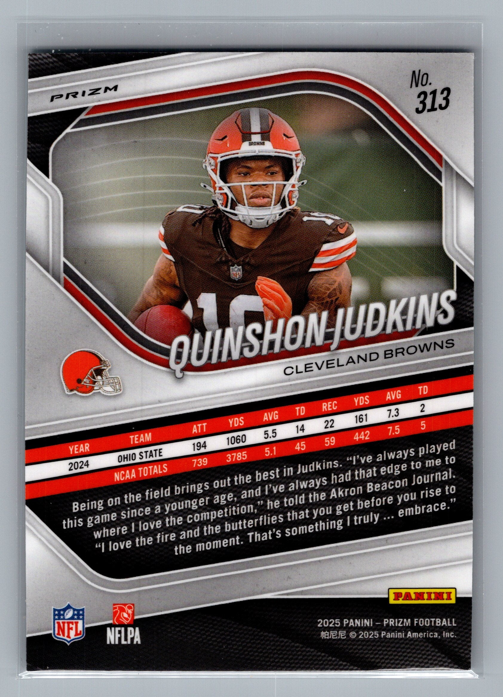 2025 Panini Prizm #313 Quinshon Judkins Green Wave