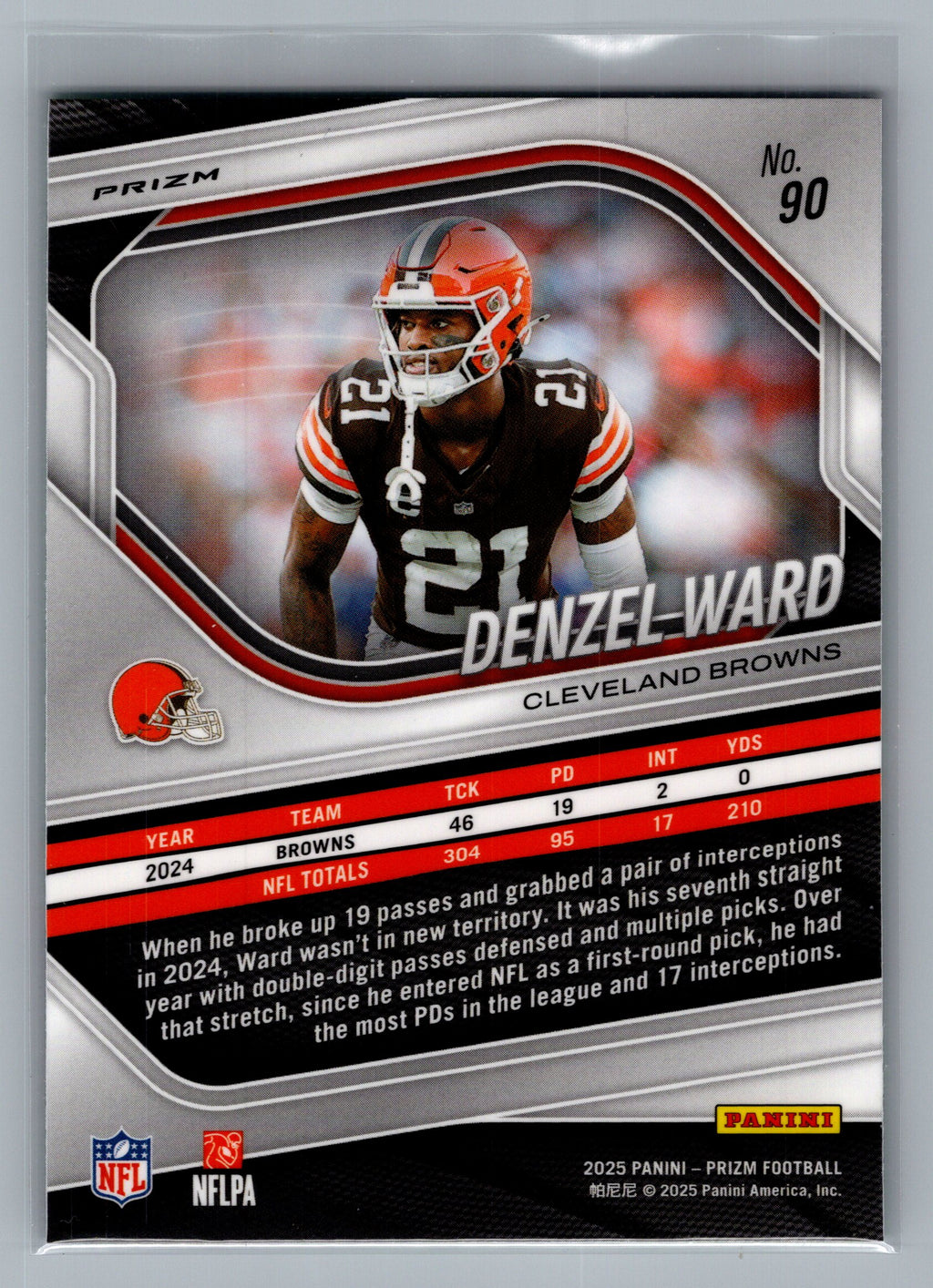 2025 Panini Prizm #90 Denzel Ward Neon Green Pulsar