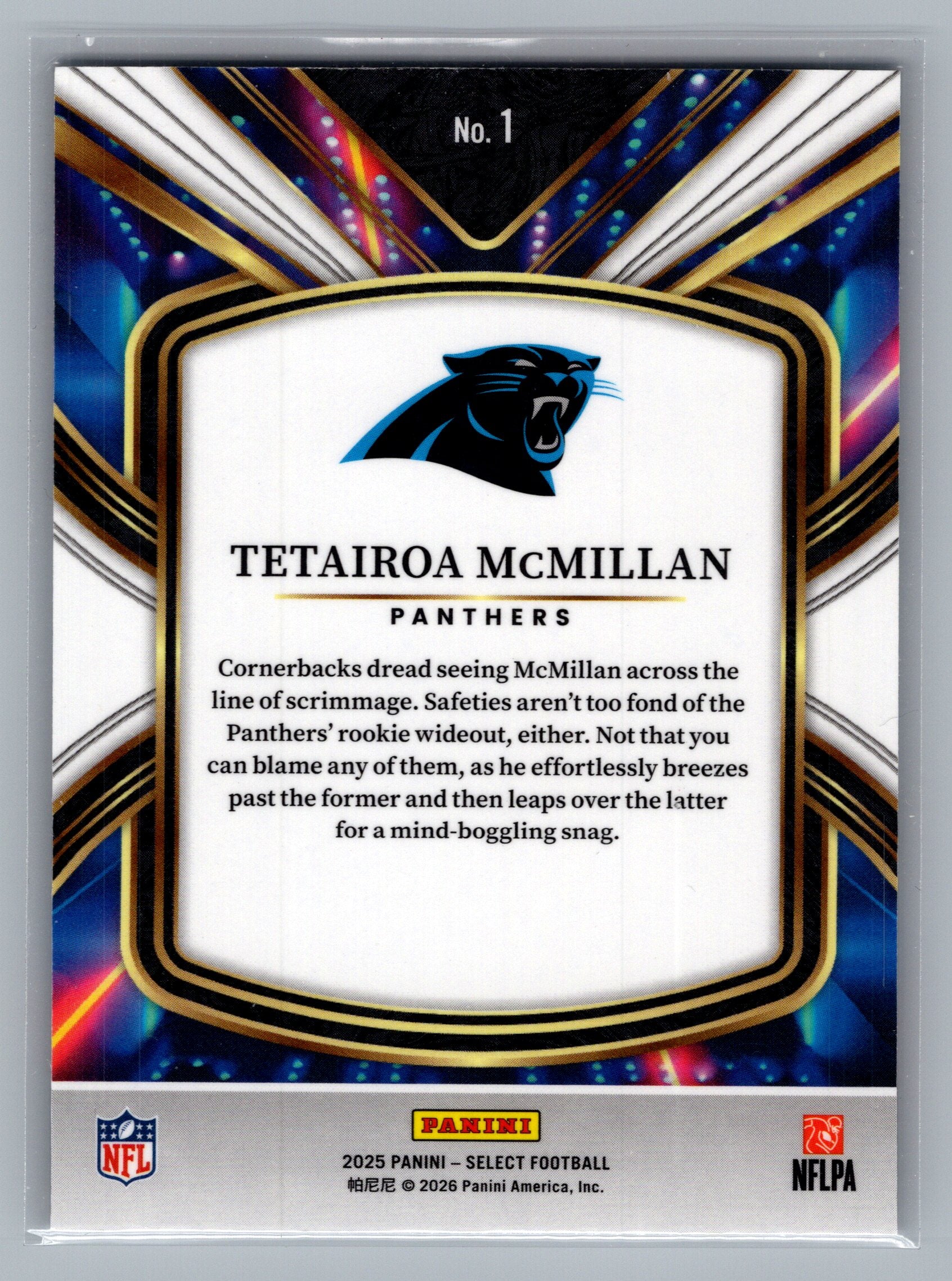 2025 Panini Select #1 Tetairoa McMillan Select Future