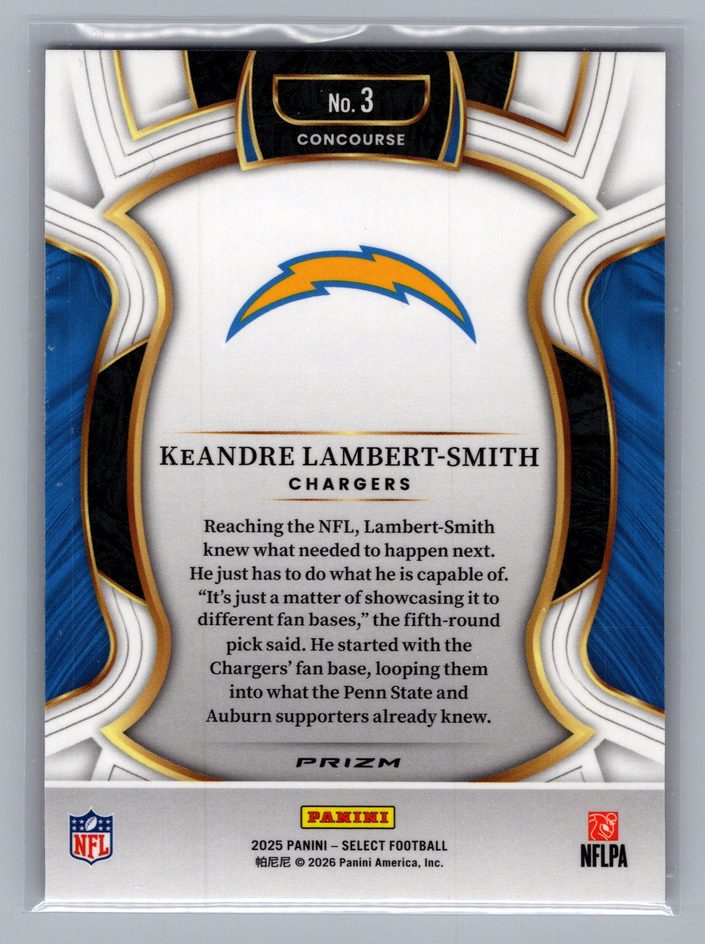 2025 Panini Select #3 KeAndre Lambert-Smith Pink Prizm #/10
