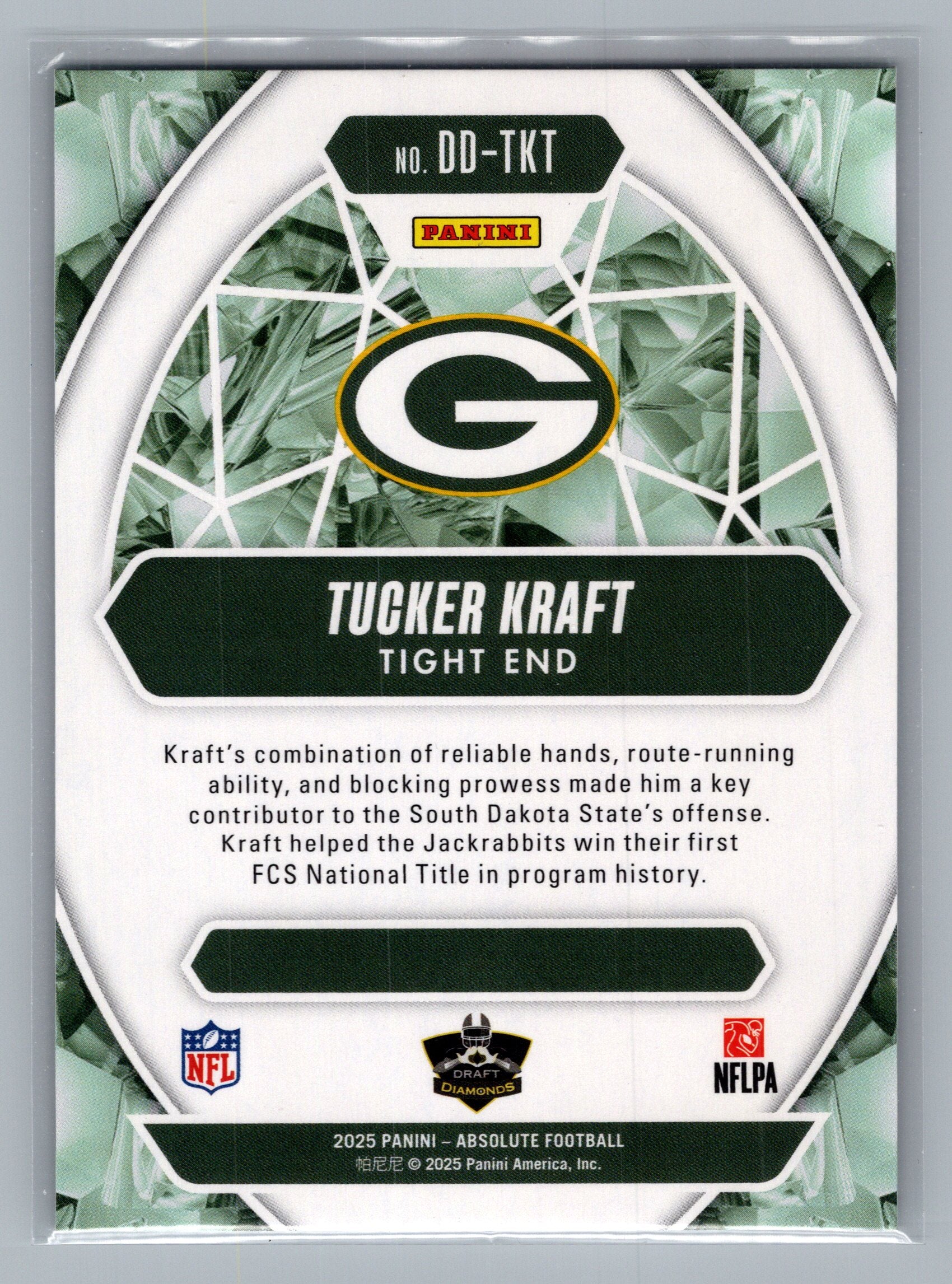 2025 Panini Absolute #DD-TKT Tucker Kraft Draft Diamonds