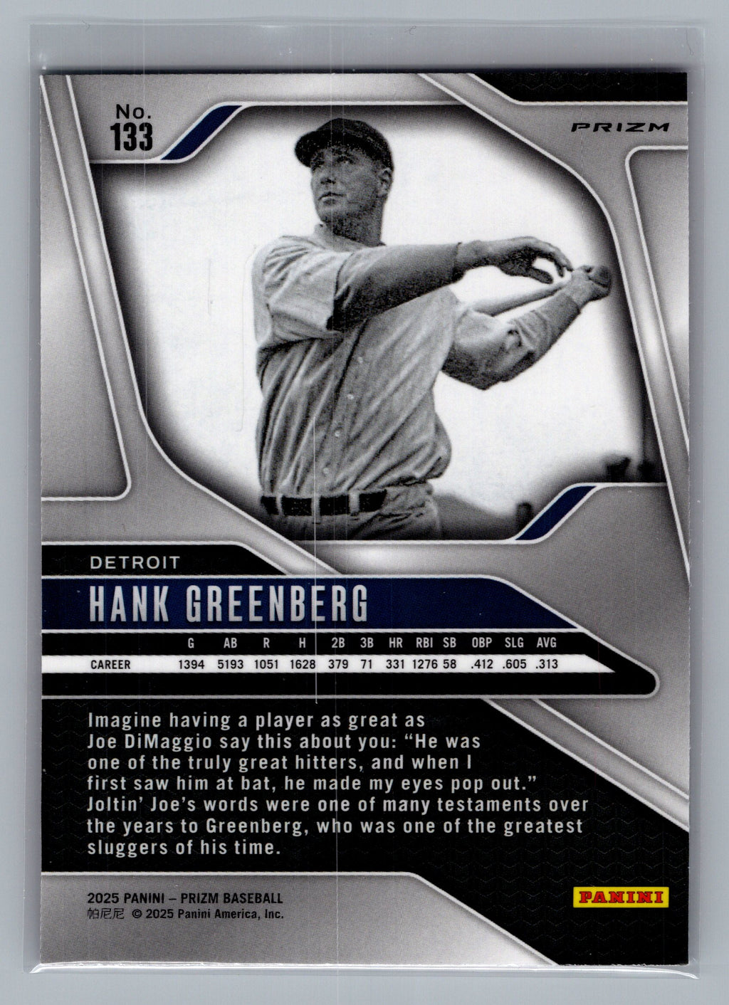 2025 Panini Prizm #133 Hank Greenberg Pink Ice Prizms
