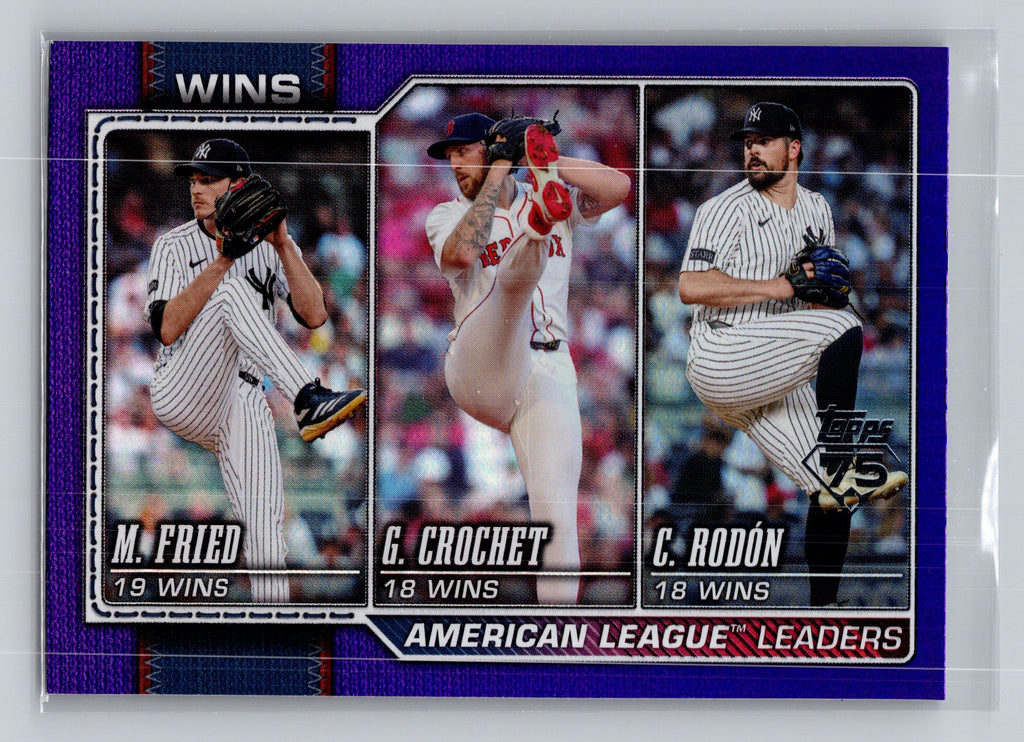26 Topps #130 Am League Leaders Wins (Fried/Crochet /Rodon)#/250
