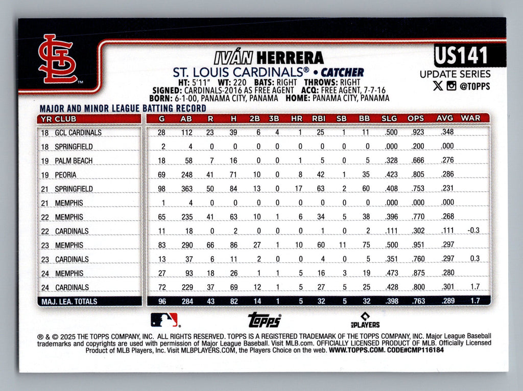 2025 Topps Update #US141 Iván Herrera