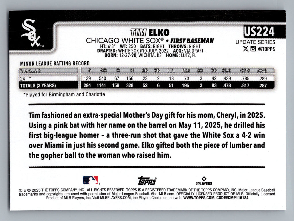 2025 Topps Update #US224 Tim Elko