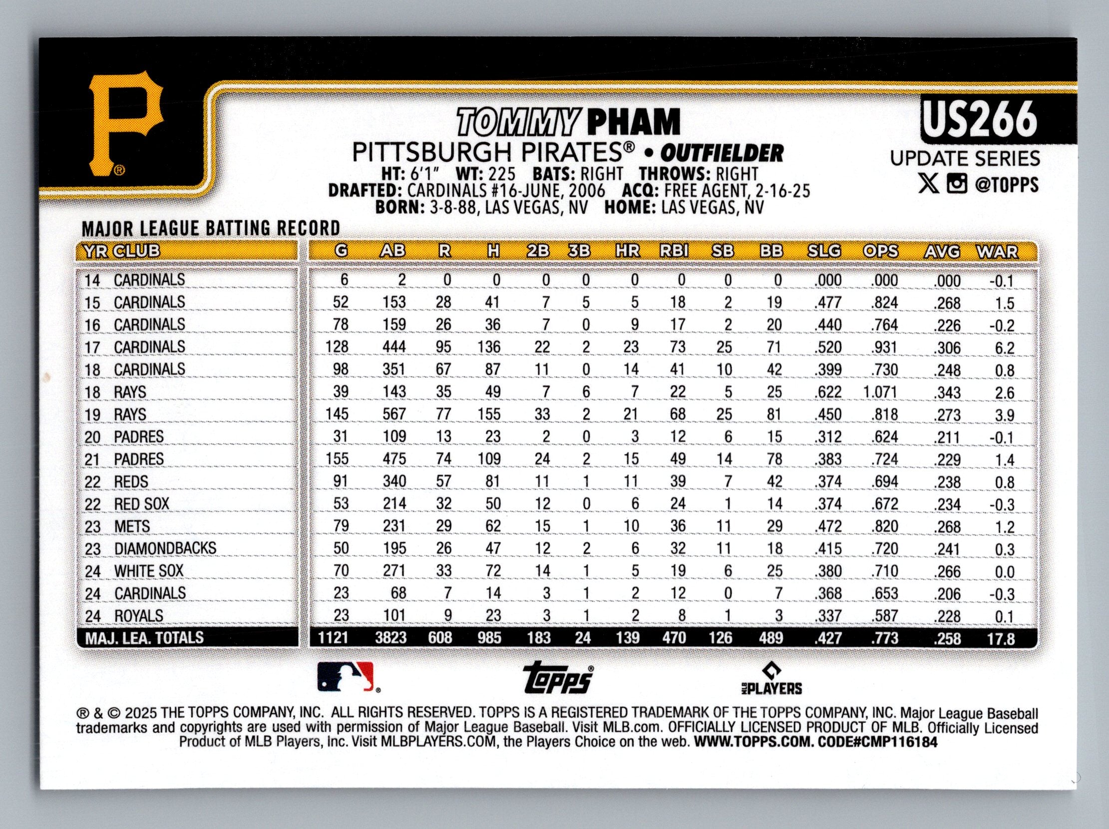 2025 Topps Update #US266 Tommy Pham