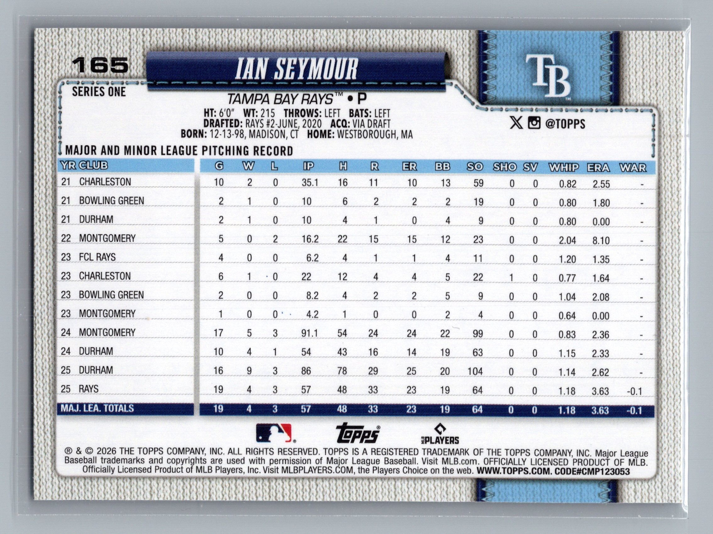 2026 Topps #165 Ian Seymour Rainbow Foil