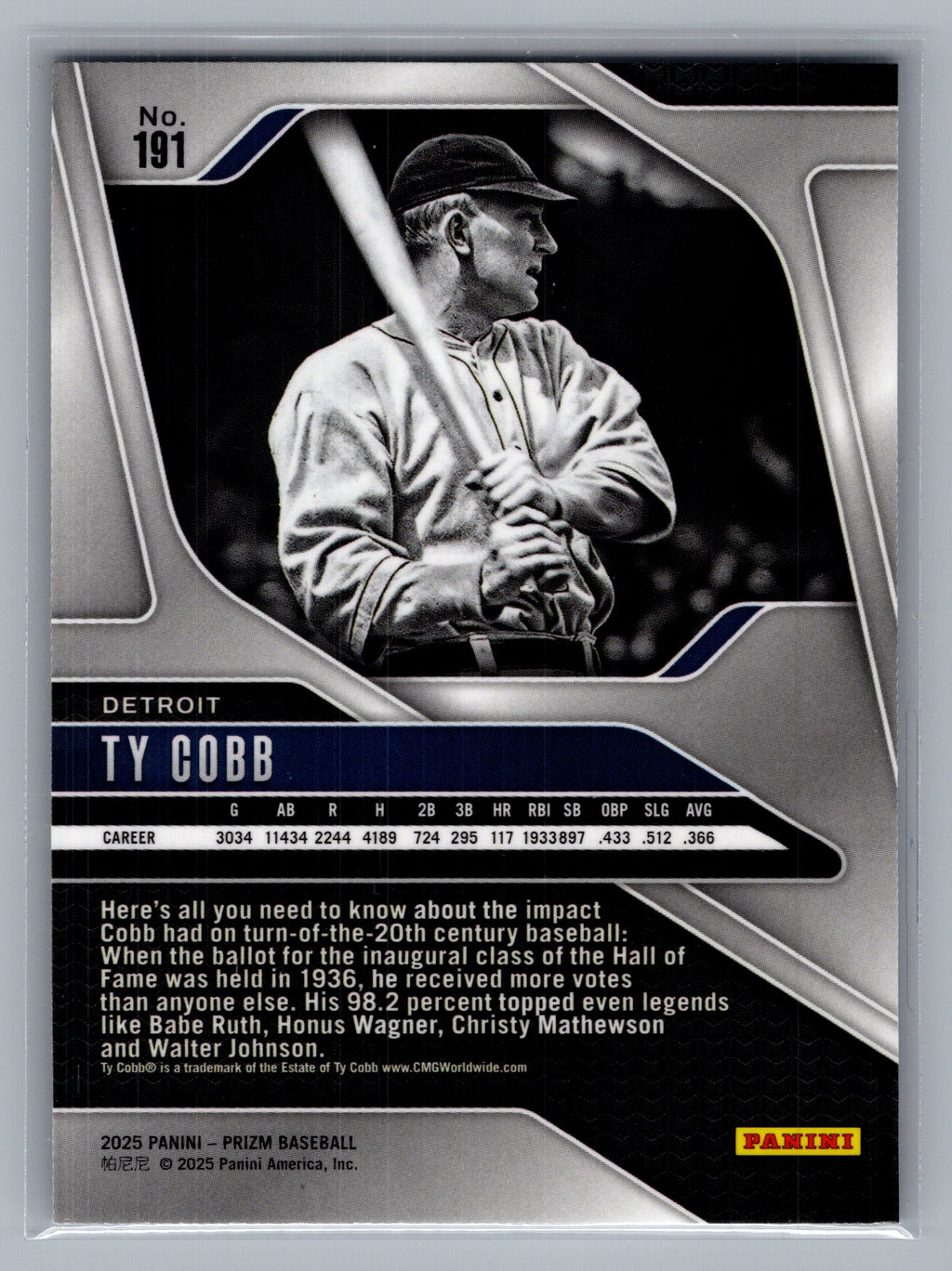 2025 Panini Prizm #191 Ty Cobb
