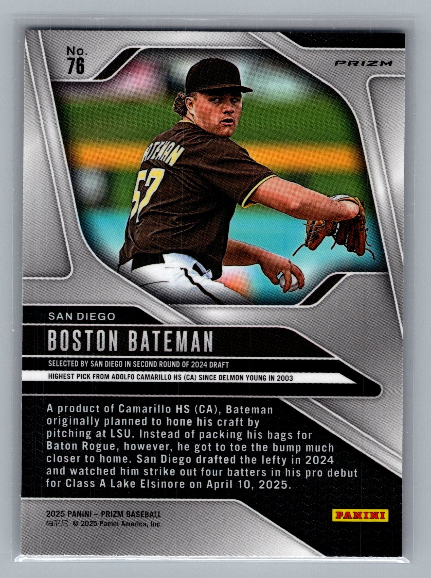 2025 Panini Prizm #76 Boston Bateman Silver Prizms
