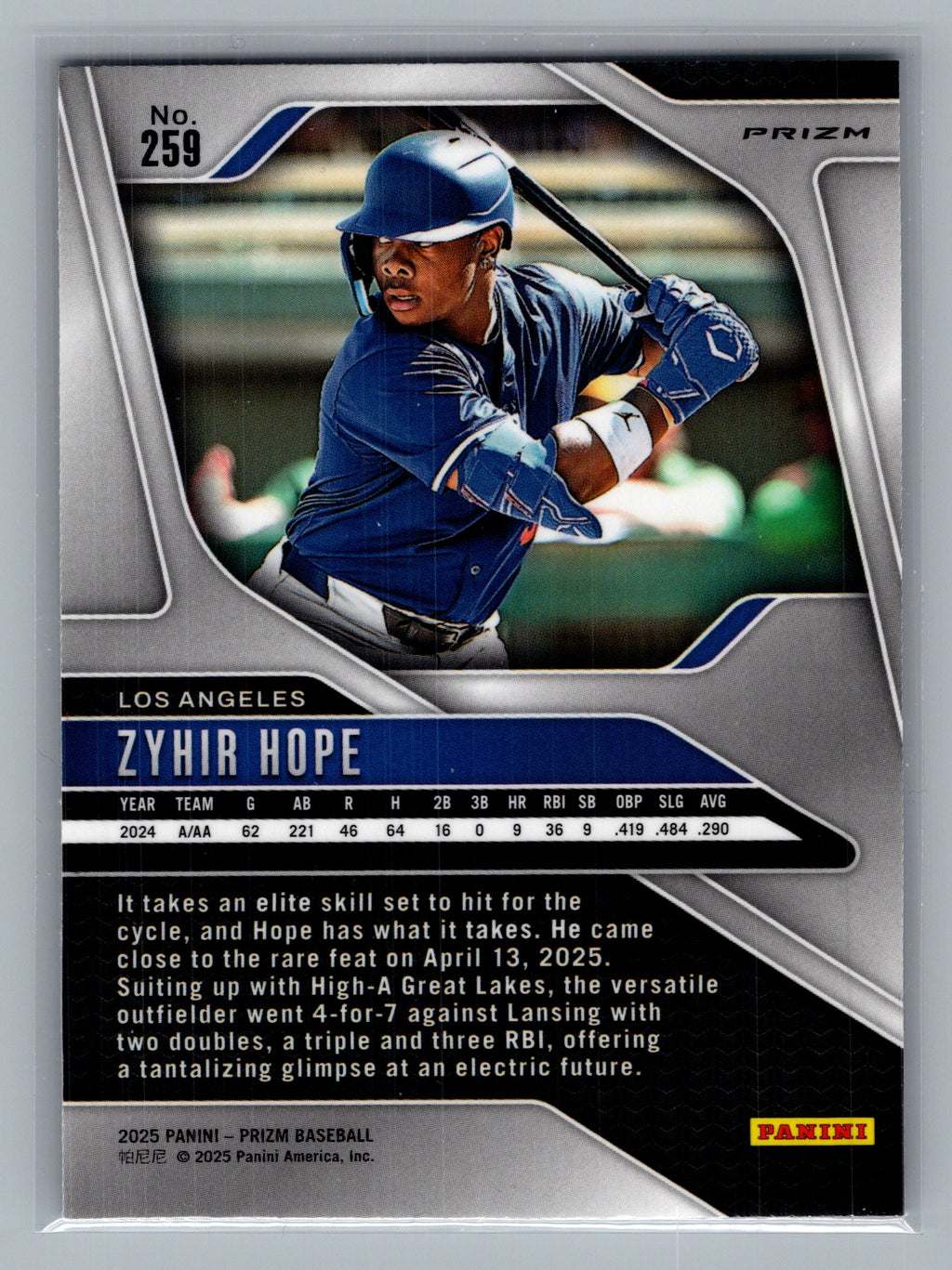 2025 Panini Prizm #259 Zyhir Hope Silver Prizms