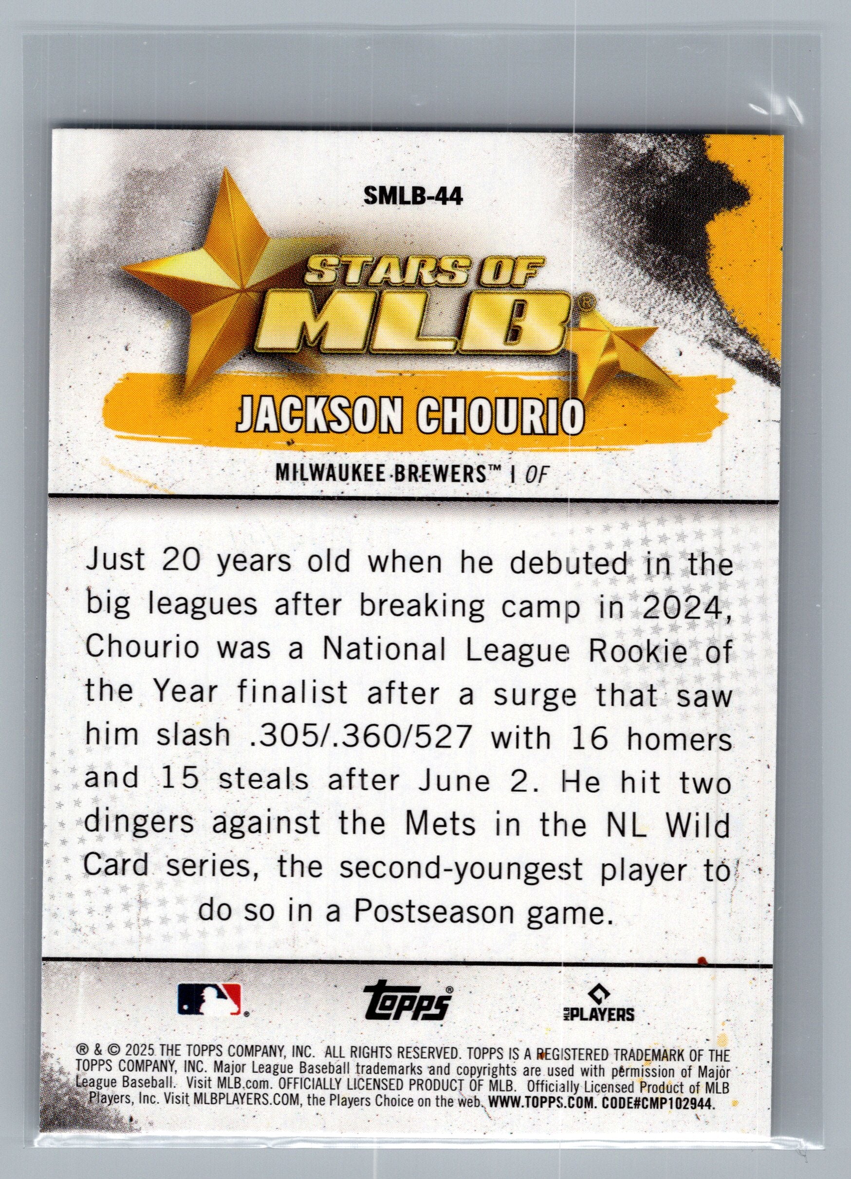 2025 Topps #SMLB-44 Jackson Chourio Stars of MLB
