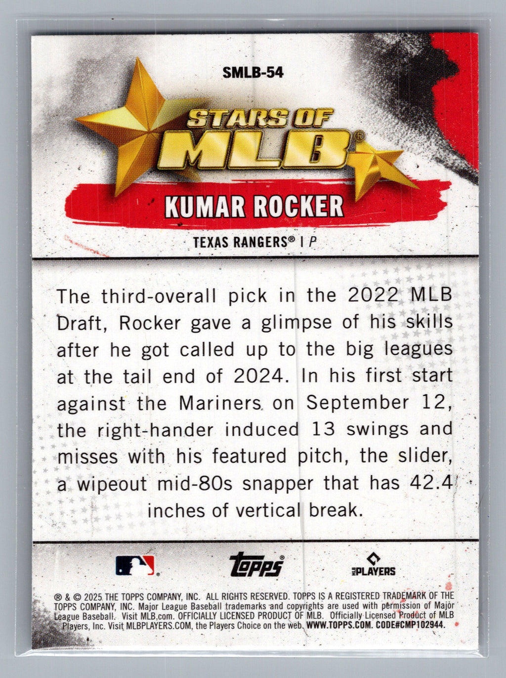 2025 Topps #SMLB-54 Kumar Rocker Stars of MLB