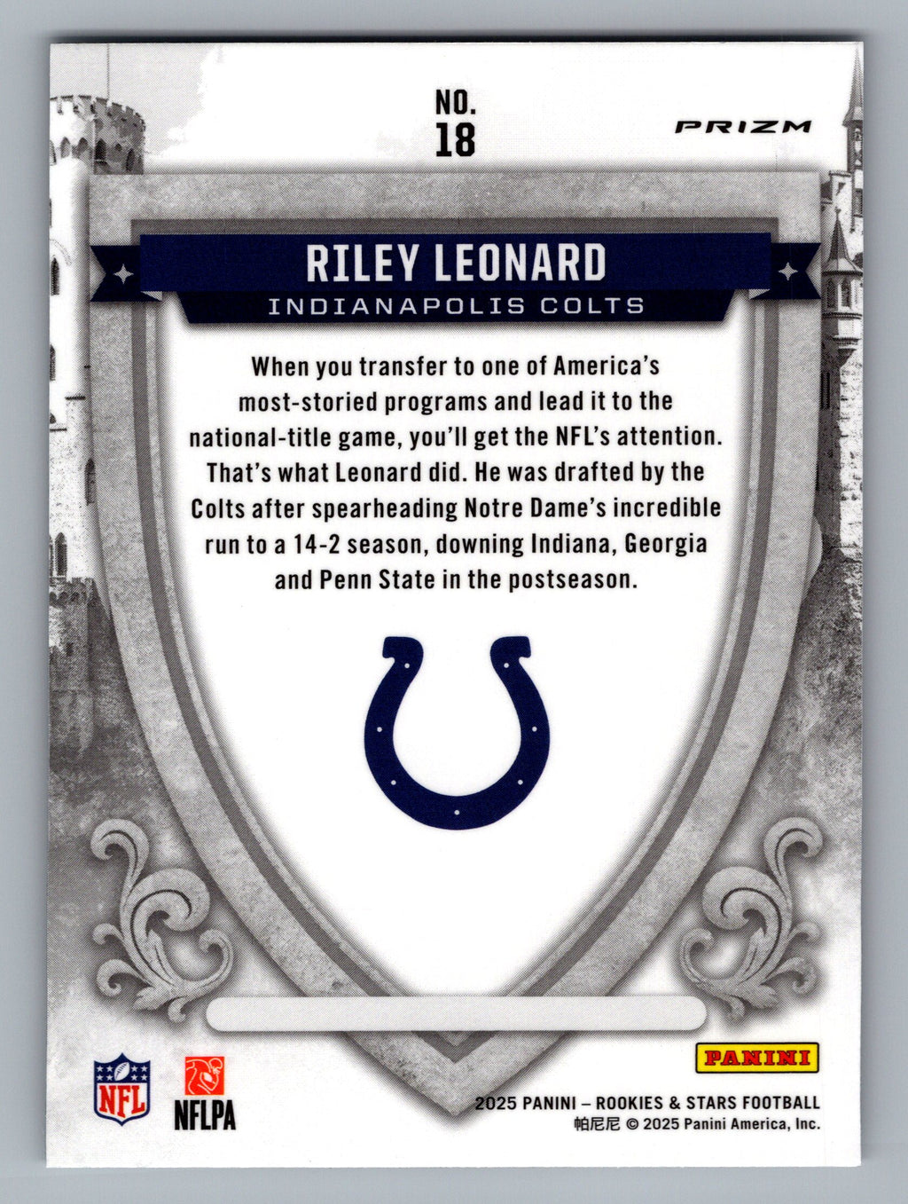 2025 Panini Rookies & Stars #18 Riley Leonard Crusade Silver