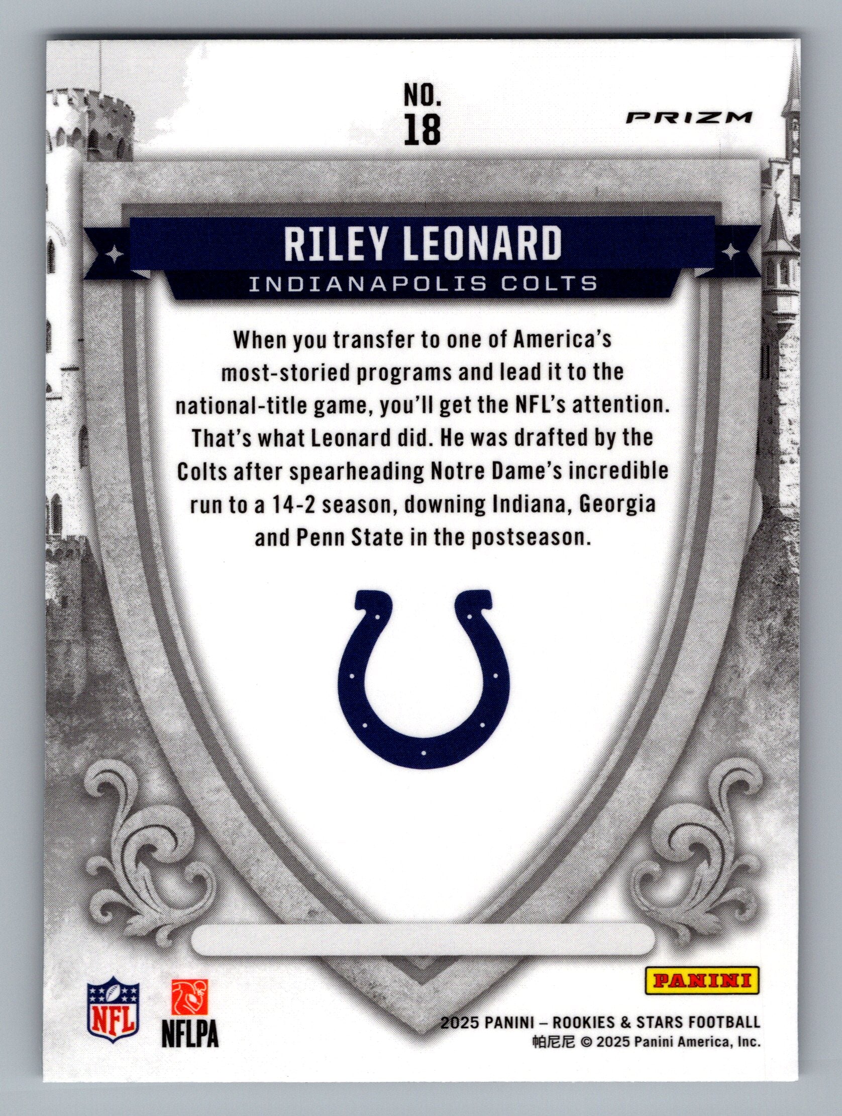 2025 Panini Rookies & Stars #18 Riley Leonard Crusade Silver