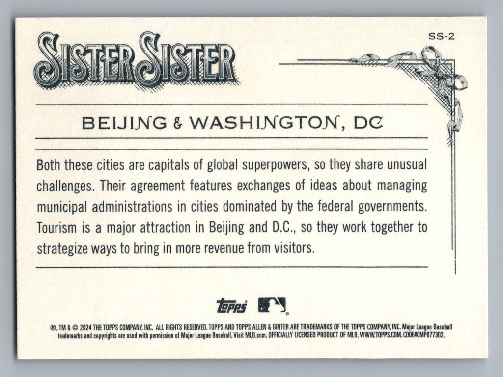 2024 Topps Allen & Ginter #SS-2 Beijing / Washington Sister Sister