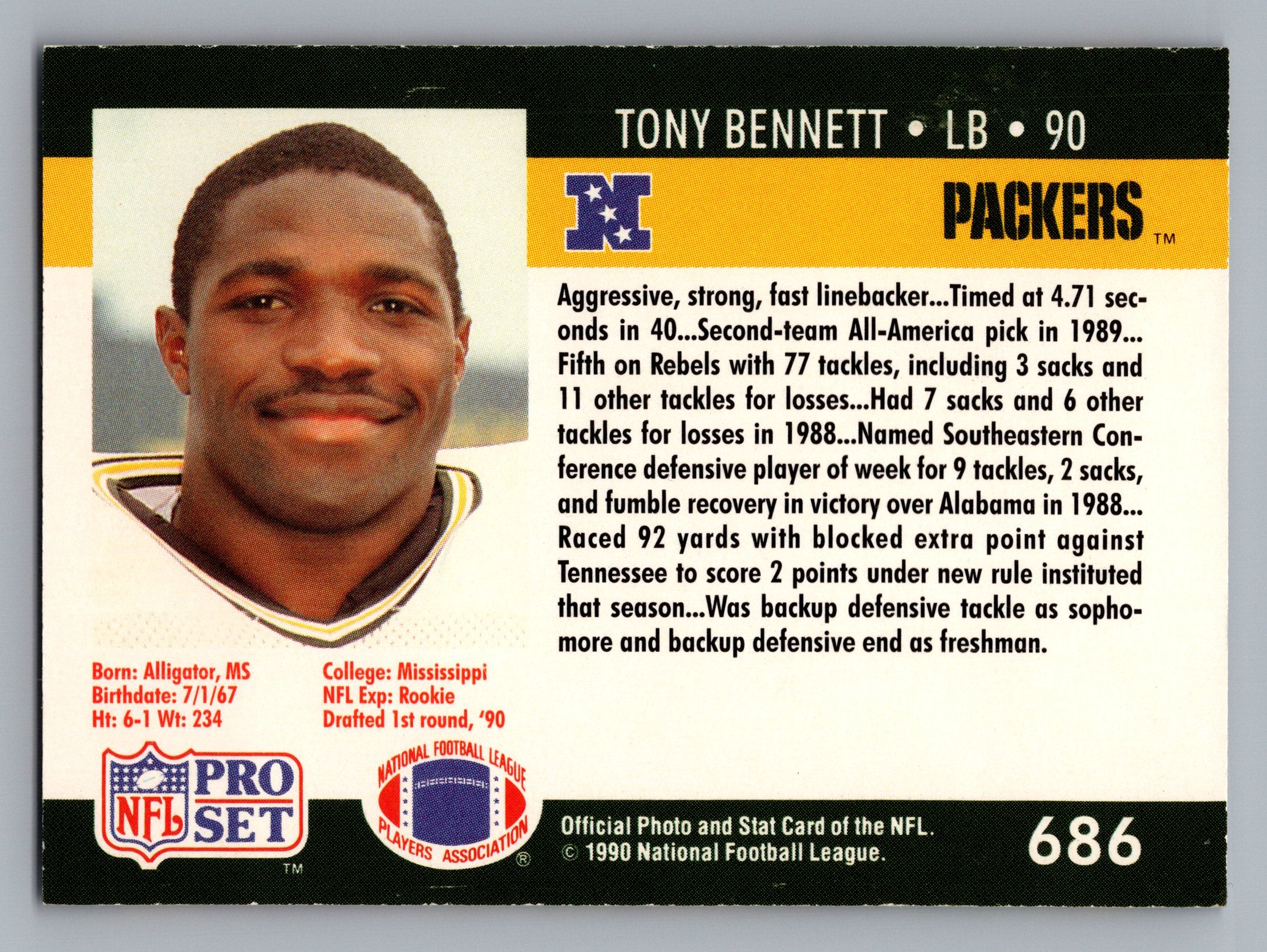 1990 Pro Set #686 Tony Bennett