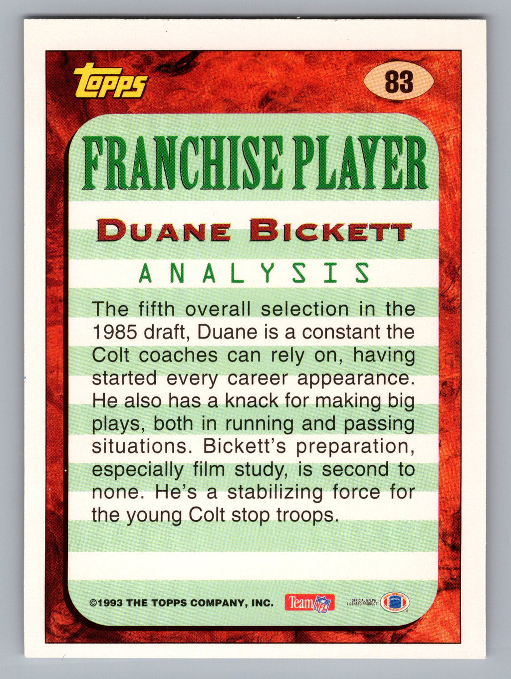 1993 Topps #83 Duane Bickett