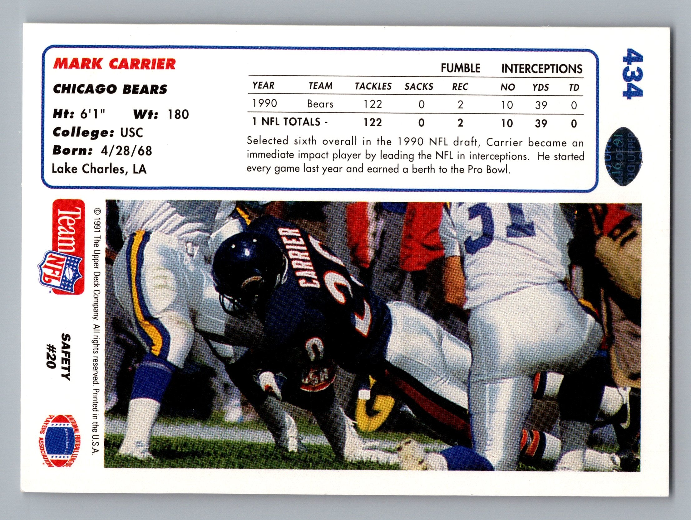 1991 Upper Deck #434 Mark Carrier
