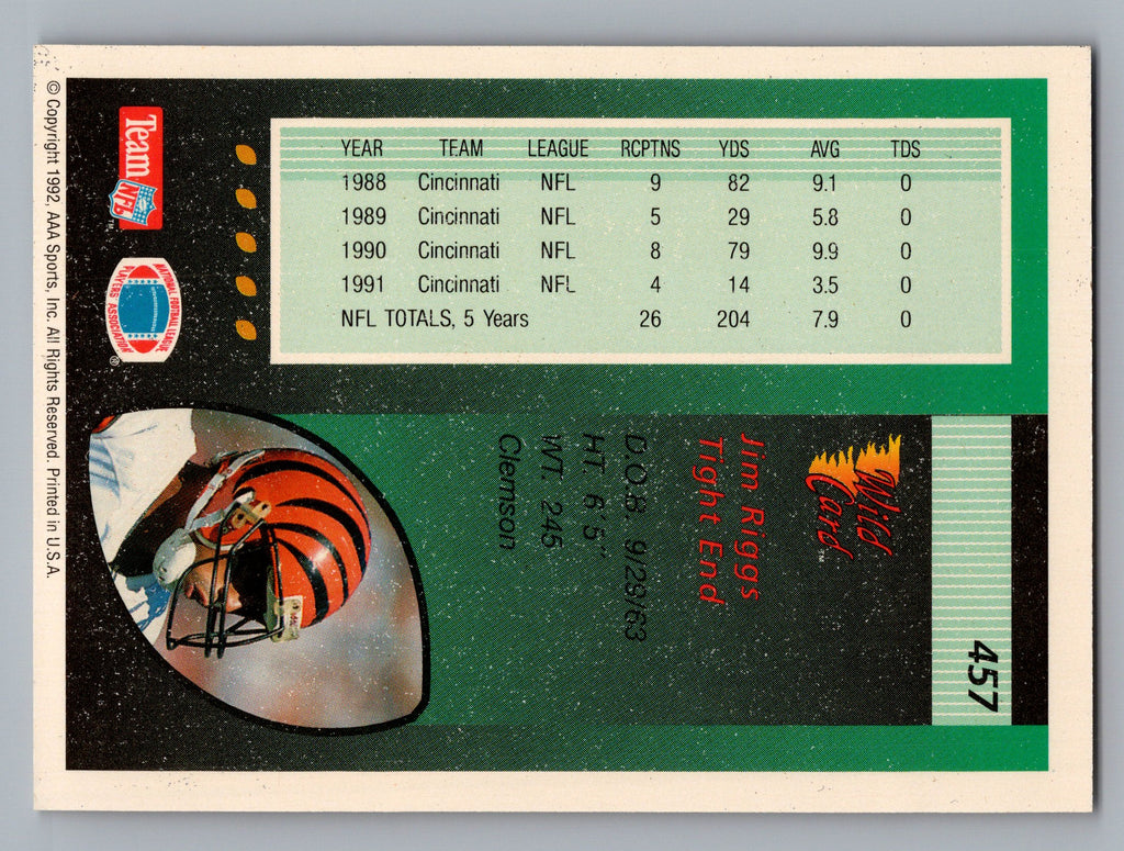 1992 Wild Card #457 Jim Riggs
