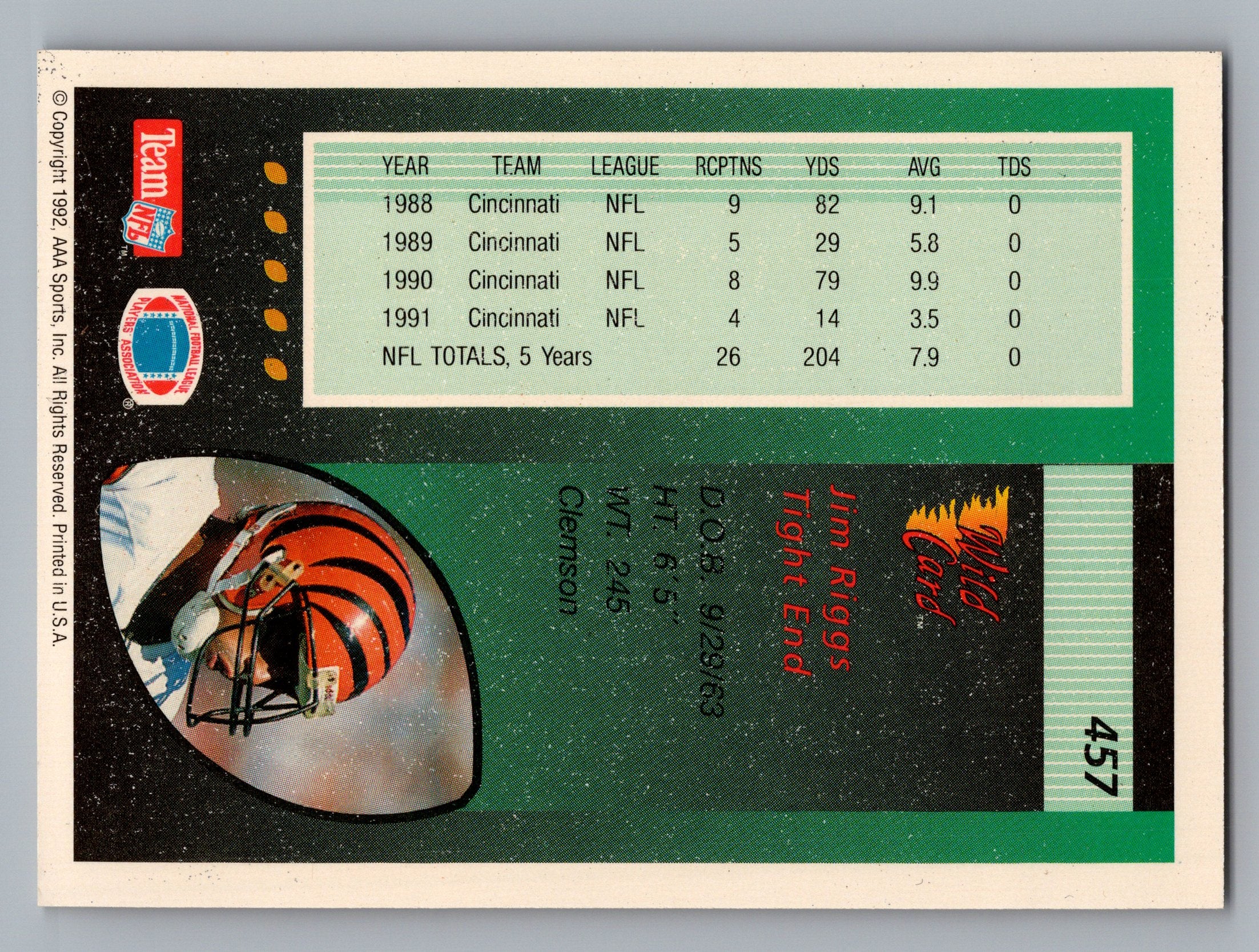 1992 Wild Card #457 Jim Riggs