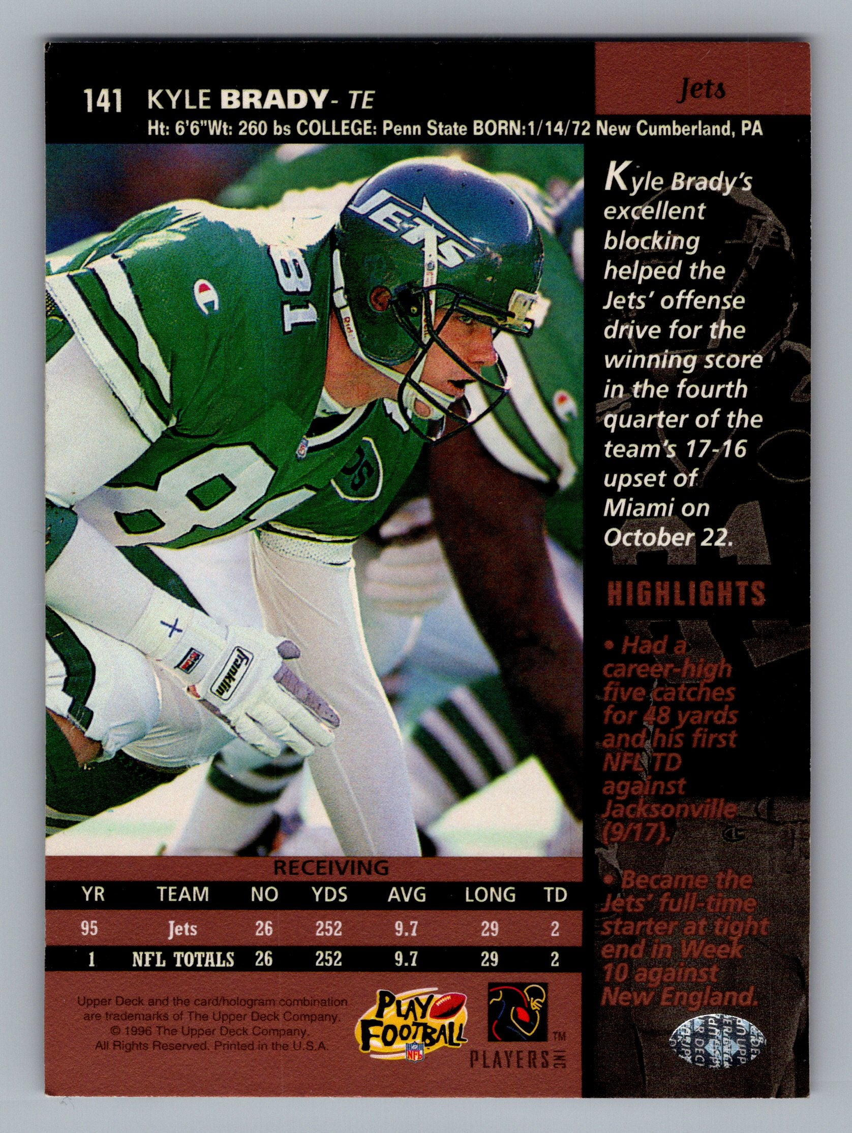 1996 Upper Deck #141 Kyle Brady