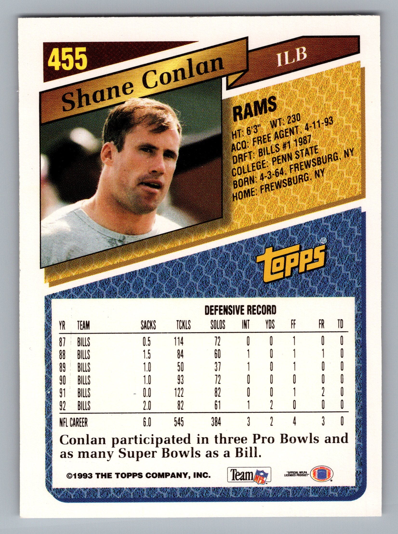 1993 Topps #455 Shane Conlan
