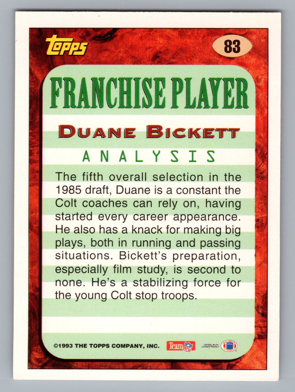 1993 Topps #83 Duane Bickett