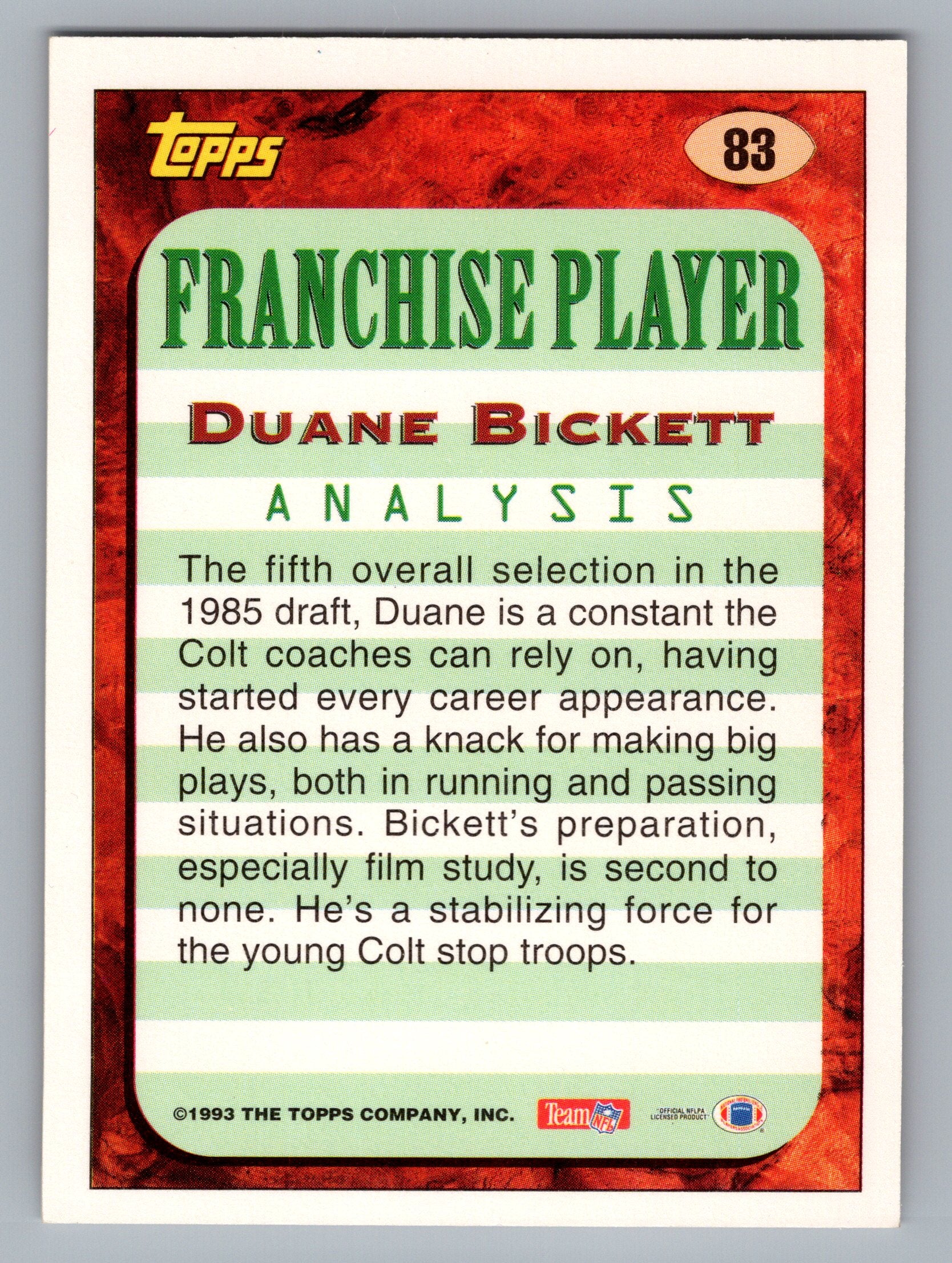 1993 Topps #83 Duane Bickett