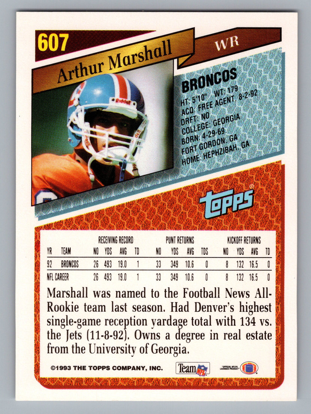 1993 Topps #607 Arthur Marshall