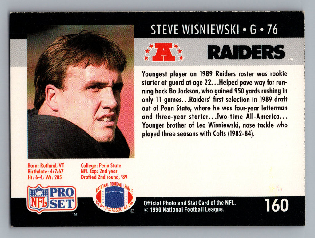 1990 Pro Set #160 Steve Wisniewski