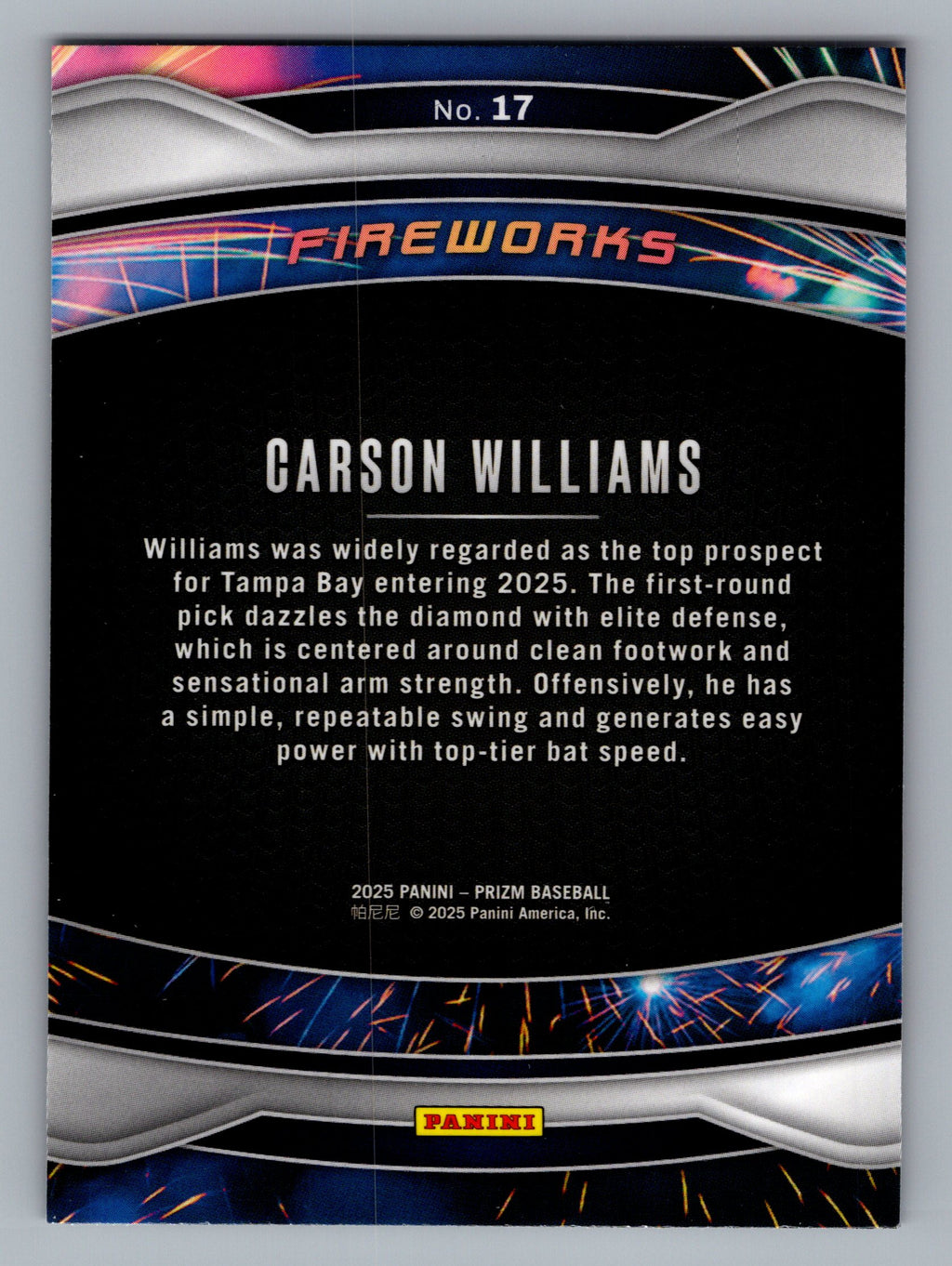 2025 Panini Prizm #17 Carson Williams Fireworks