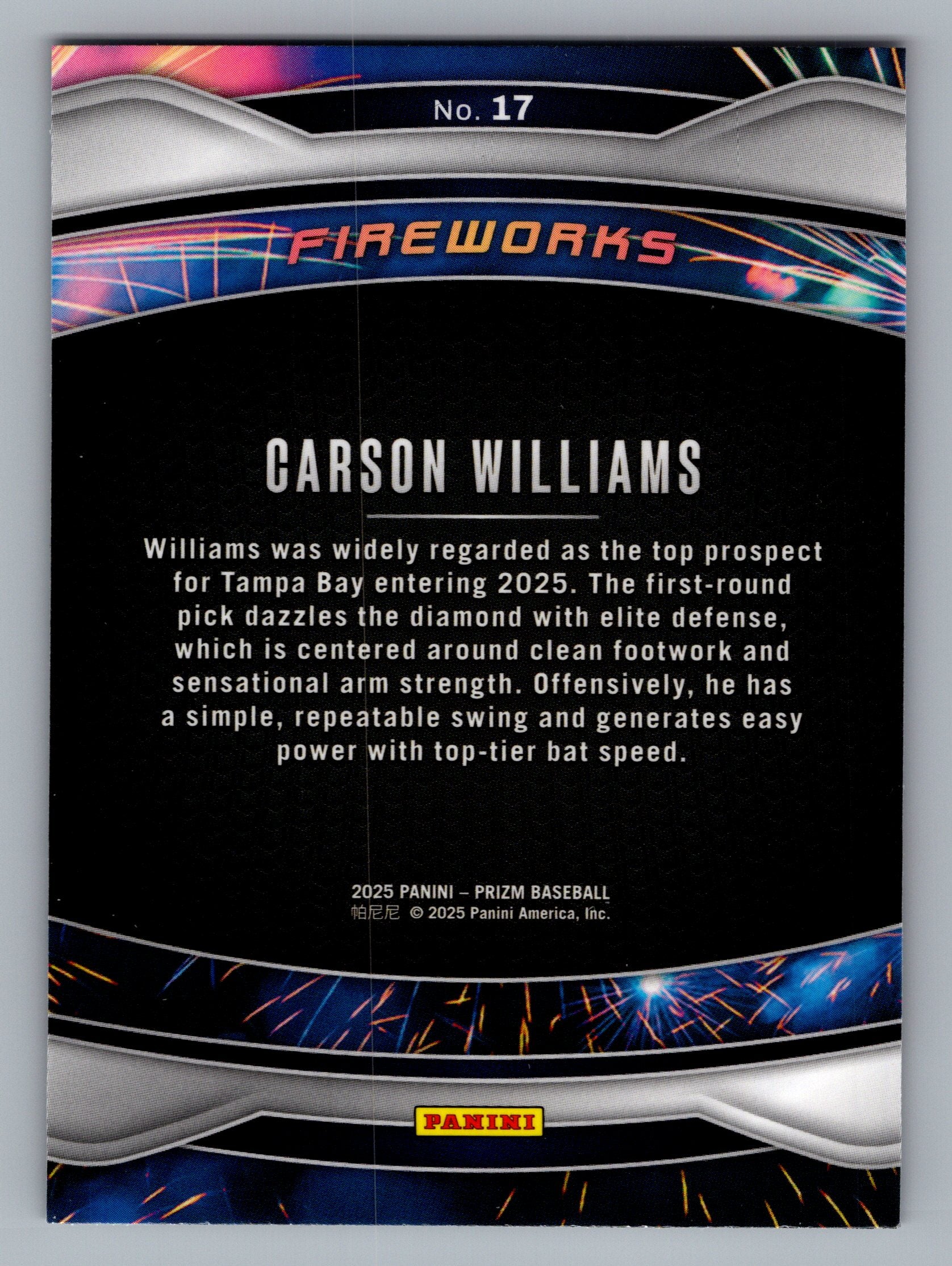 2025 Panini Prizm #17 Carson Williams Fireworks