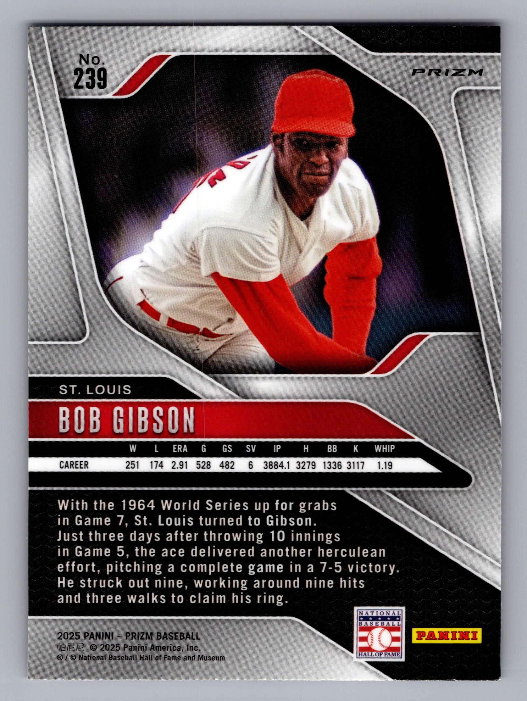 2025 Panini Prizm #239 Bob Gibson Pink Ice Prizms