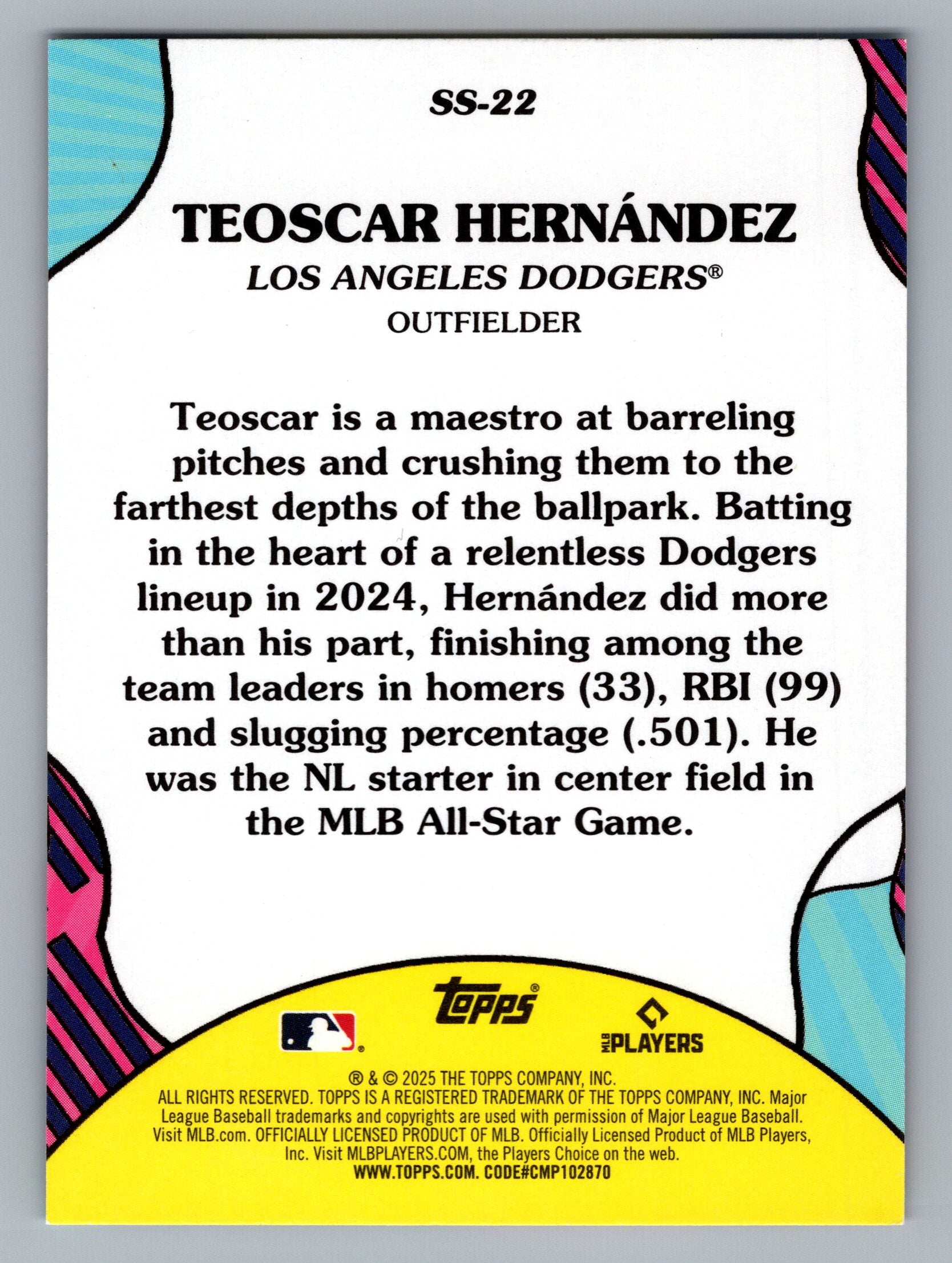 2025 Topps #SS-22 Teoscar Hernández Summer Superstars